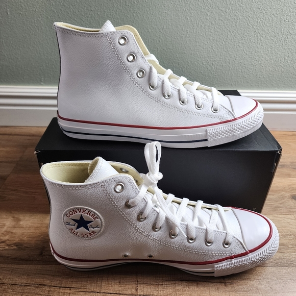 ❗️NWT❗️Converse Chuck Taylor All Star Leather White High Top Shoe Size 11 - Picture 3 of 13